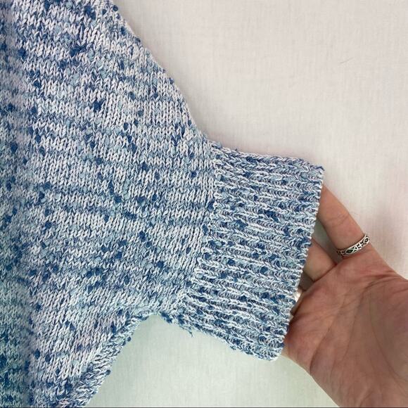 Anthropologie Moth Blue Cotton Linen Blend Marled Open Knit Cocoon Cardigan XS - Picture 6 of 7